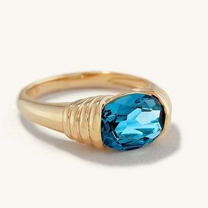 Mejuri Yellow Gold 14k with topaz Heirloom ring